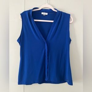 Calvin Klein Blue Sleeveless V-Neck Blouse